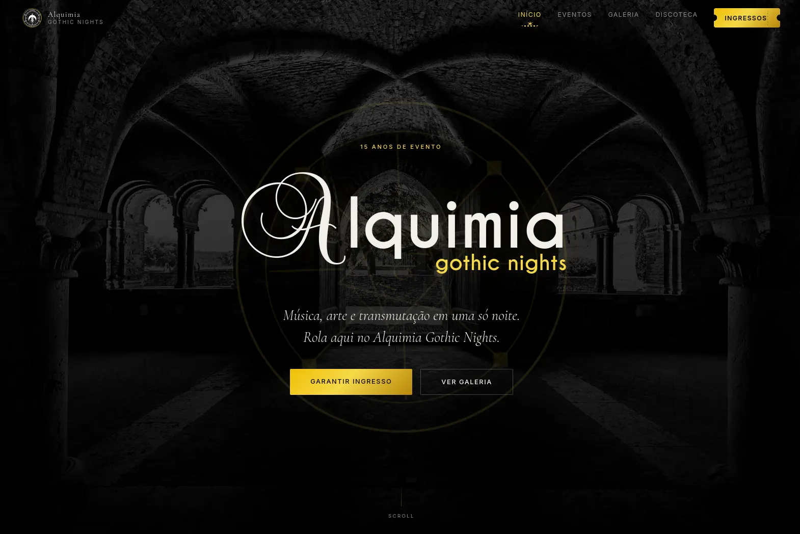 Tela do projeto Alquimia Gothic Nights