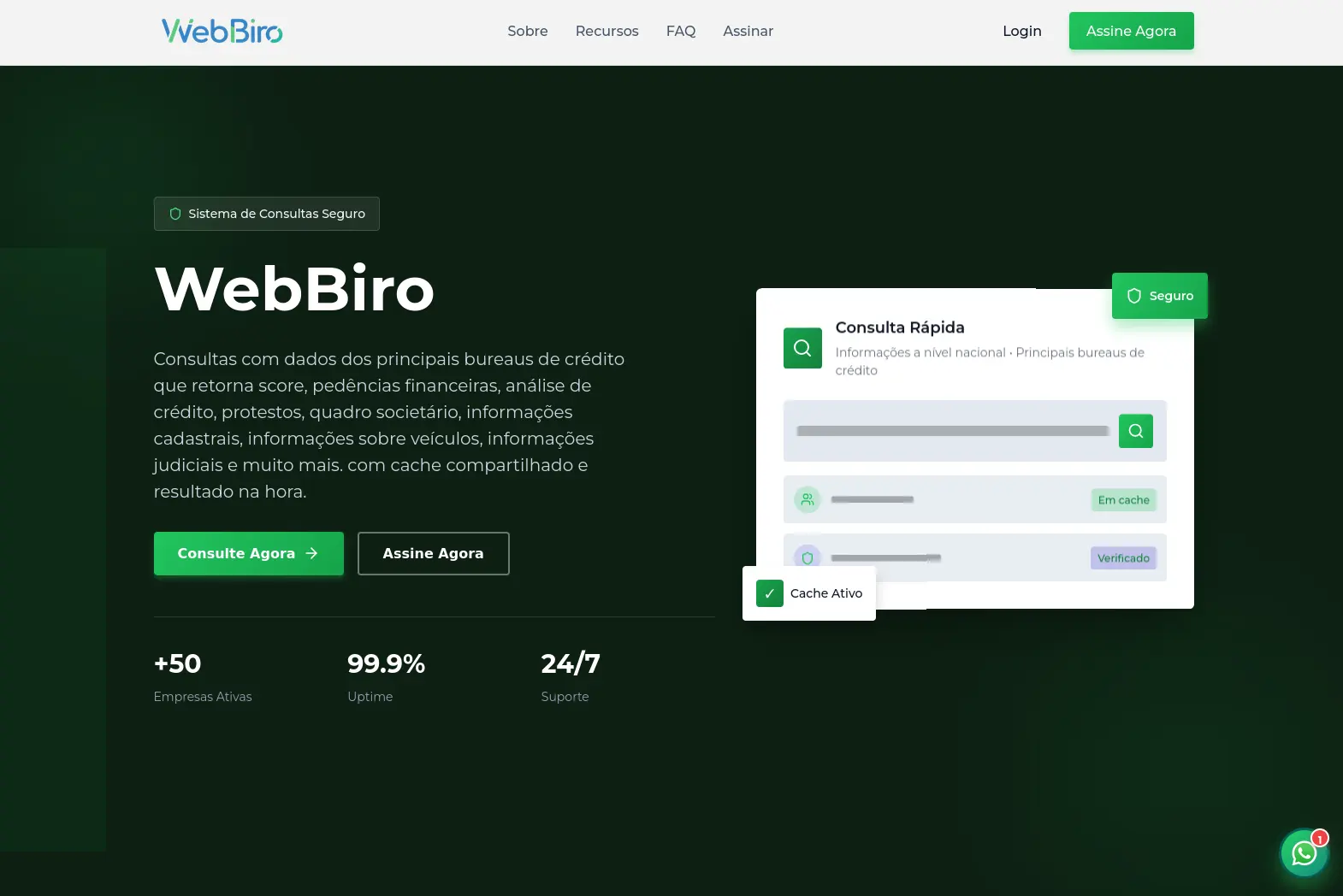 Tela do projeto Web Birô